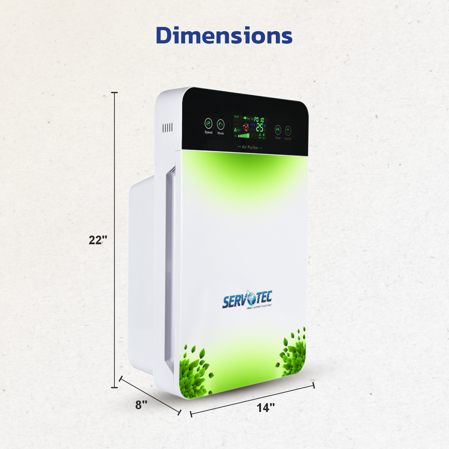 Servotech Air Purifier For Living room,Bedroom&Office |13 Hepa Filter|CADR 180m3/h|Smart Digital Display|Remote Control| Portable Room Air Purifier