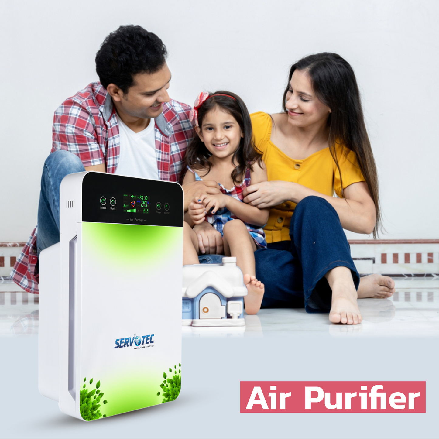 Servotech Air Purifier For Living room,Bedroom&Office |13 Hepa Filter|CADR 180m3/h|Smart Digital Display|Remote Control| Portable Room Air Purifier