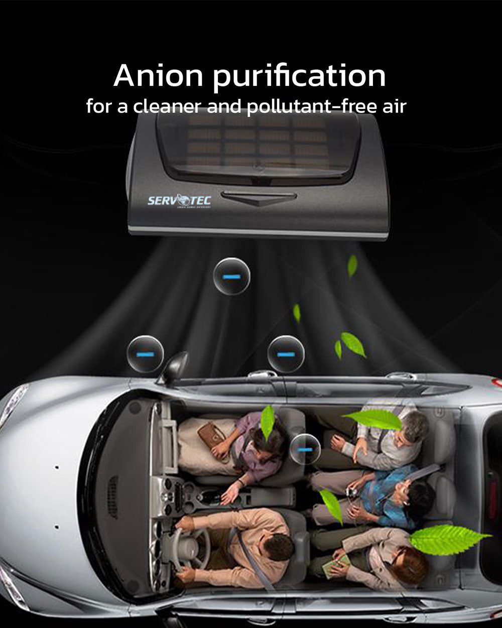Car Air Purifier with HEPA filter & ionizer, activated carbon filter for clearing odour, Tio2 Nanometer Photocatalyst, USB 5V Output, Power Port