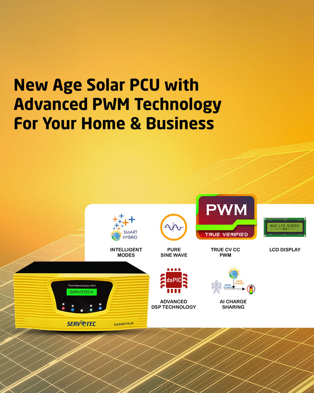 Solar Off Grid Combo | Solar Inverter 800VA + 40Ah Tubular Battery (1 N) + 110 Watt Poly Solar Panel (2 N)