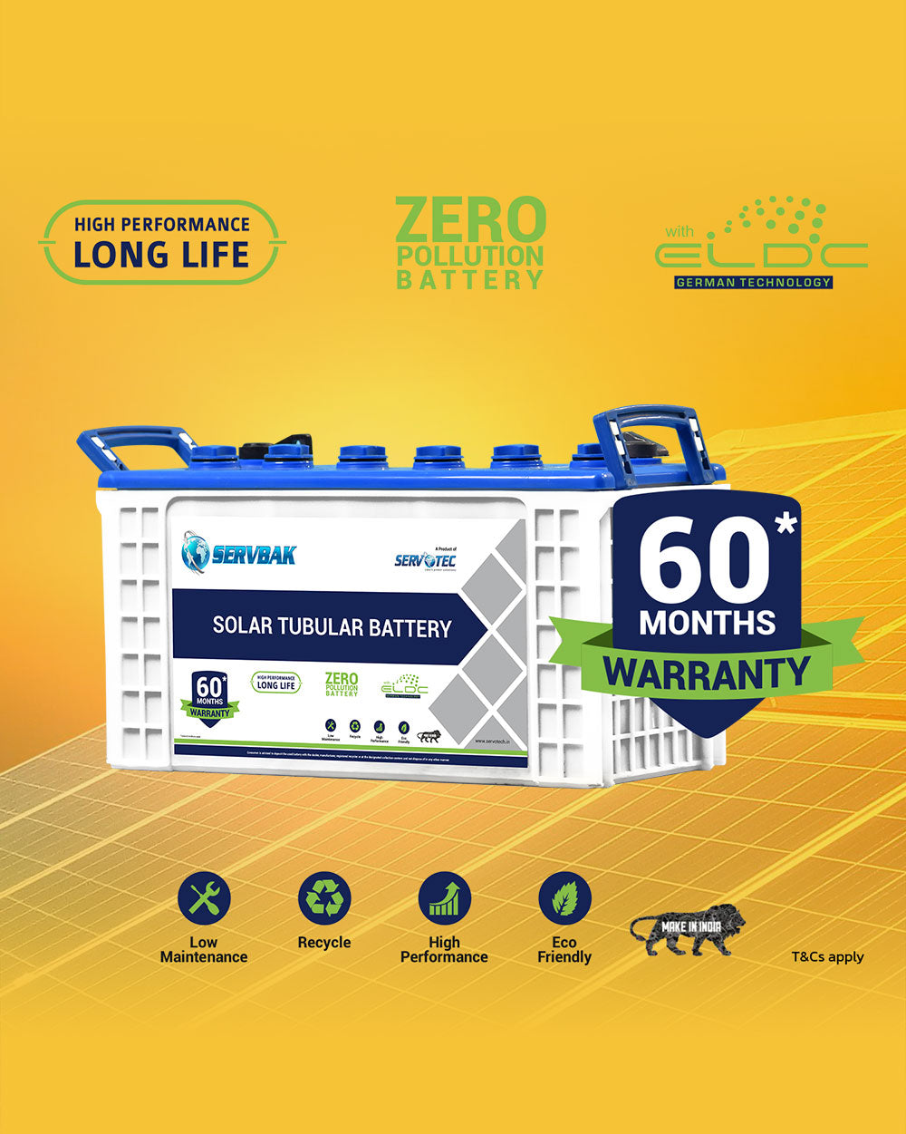 Solar Off Grid Combo |  Solar Inverter 800VA + 75Ah Tubular Battery (1 N) + 210 Watt Poly Solar Panel (2 N)