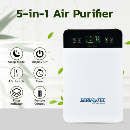 Servotech Air Purifier For Living room,Bedroom&Office |13 Hepa Filter|CADR 180m3/h|Smart Digital Display|Remote Control| Portable Room Air Purifier