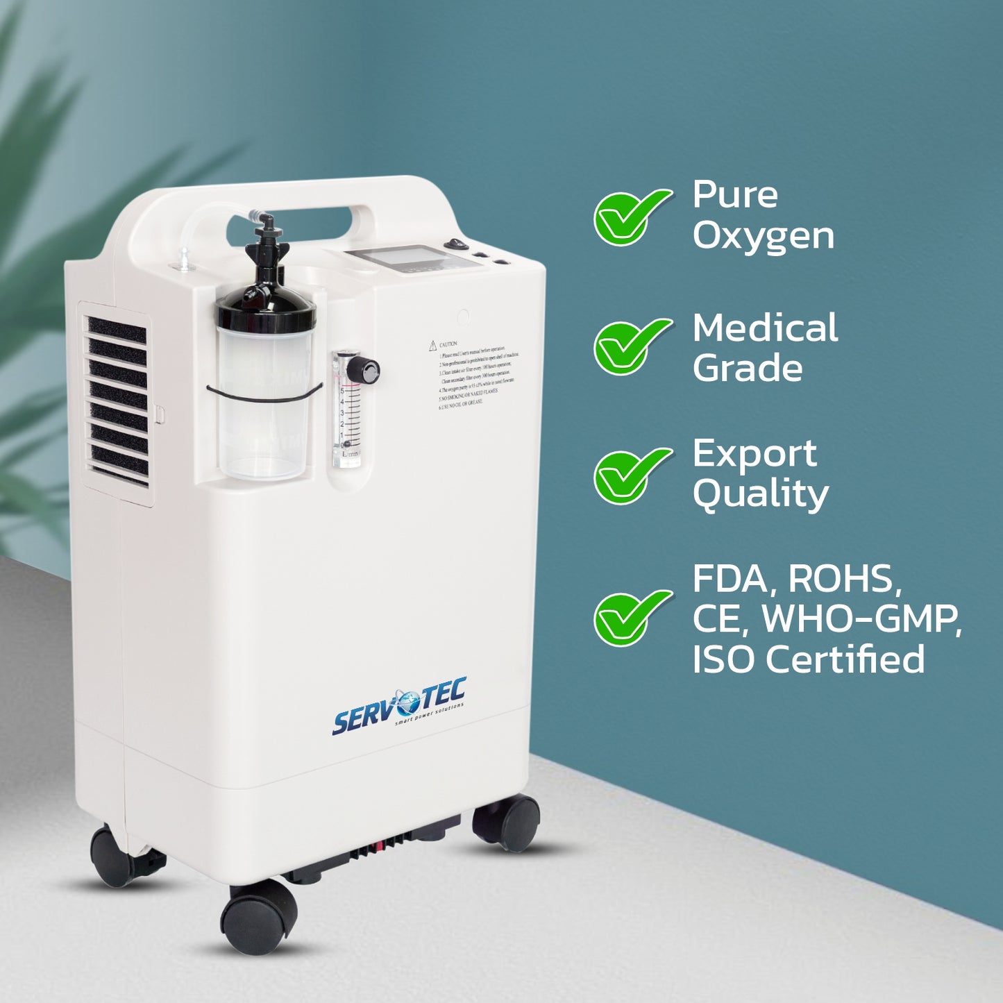 Servotech JAY-5BW Oxygen Concentrator 5 Litres - Medical Grade with 95% ± 3% Oxygen Purity | Continuous Flow 1-5 LPM | Low Noise Operation | Compact Design for Home & Hospital Use | Includes Complete Accessories