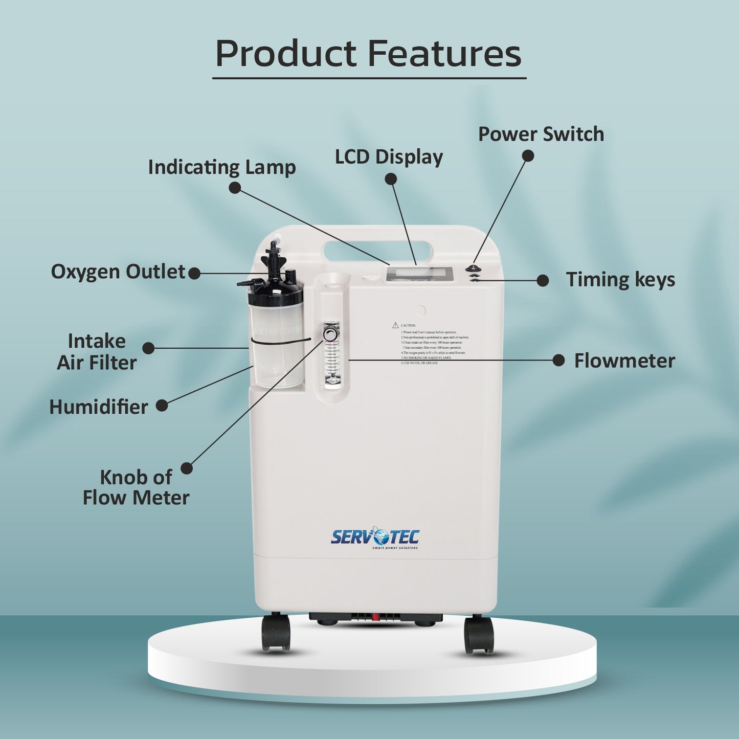 Servotech JAY-5BW Oxygen Concentrator 5 Litres - Medical Grade with 95% ± 3% Oxygen Purity | Continuous Flow 1-5 LPM | Low Noise Operation | Compact Design for Home & Hospital Use | Includes Complete Accessories