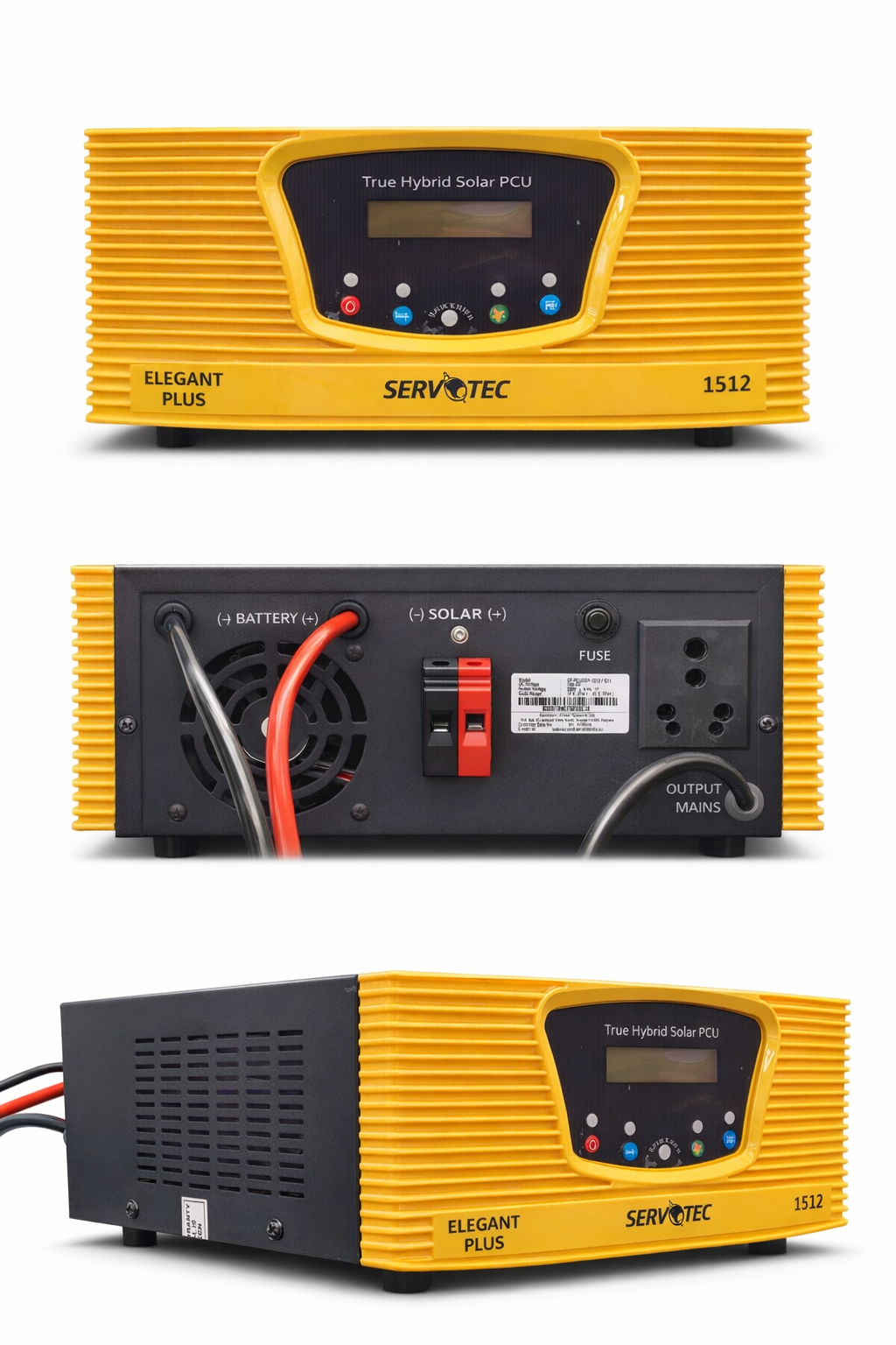 Servotech 1000VA/12V Off Grid PWM Solar Inverter | Pure Sine Wave Solar Inverter for Home | 1kVA Solar Power Backup with Built-in Charge Controller |Pack Of 1|Elegant Plus 1512