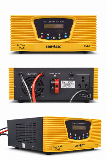 Servotech 1000VA/12V Off Grid PWM Solar Inverter | Pure Sine Wave Solar Inverter for Home | 1kVA Solar Power Backup with Built-in Charge Controller |Pack Of 1|Elegant Plus 1512