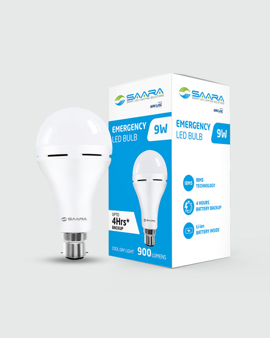 SAARA 9W Emergency Led Bulb – | Battery Operated Inverter Bulb for Home |B22 Charging Bulb, Emergency Led Bulb Rechargable With Upto 4 Hrs. Backup | For Home,Office,Hospital – Cool White,6500K