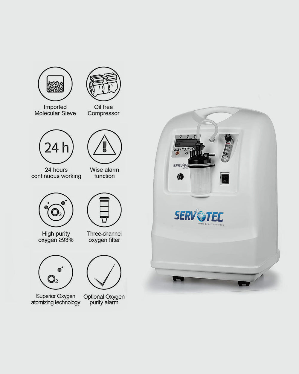 Servotech 5 Litre Medical-Grade Oxygen Concentrator | Suitable For Hospital and Domestic Use | Up to 95% Purity | portable for home patient