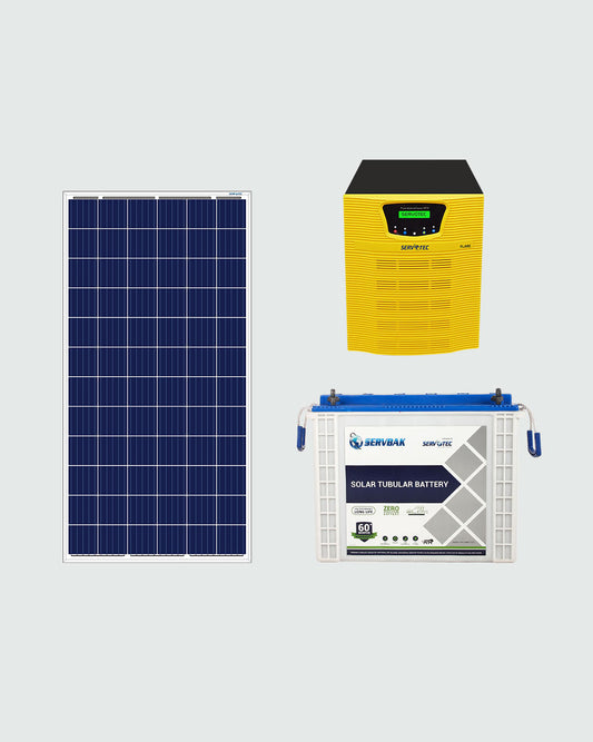 Solar PCU 1kW + 150AH Tubular Battery + Solar Panel 2 Pcs (345W Solar Combo Set)