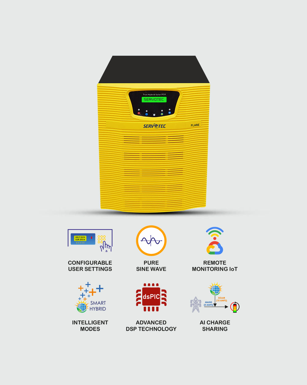 Servotech Flare MPPT Series Off-Grid Solar Inverter | With Capacity 3000VA to 10000VA